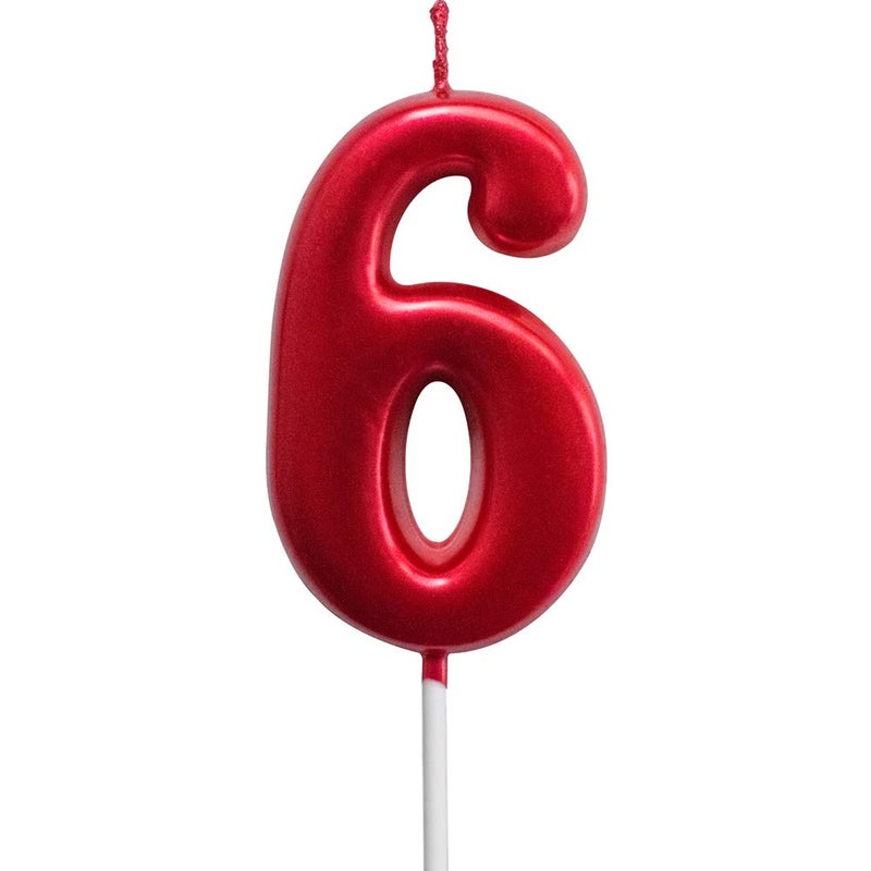 XNOVA Red Birthday Candles 6 Candle 6th Six Years Cake Bady Roman Numberal Cool Number Candle No 60 61 62 63 64 65 66 67 68 69 - Image 1